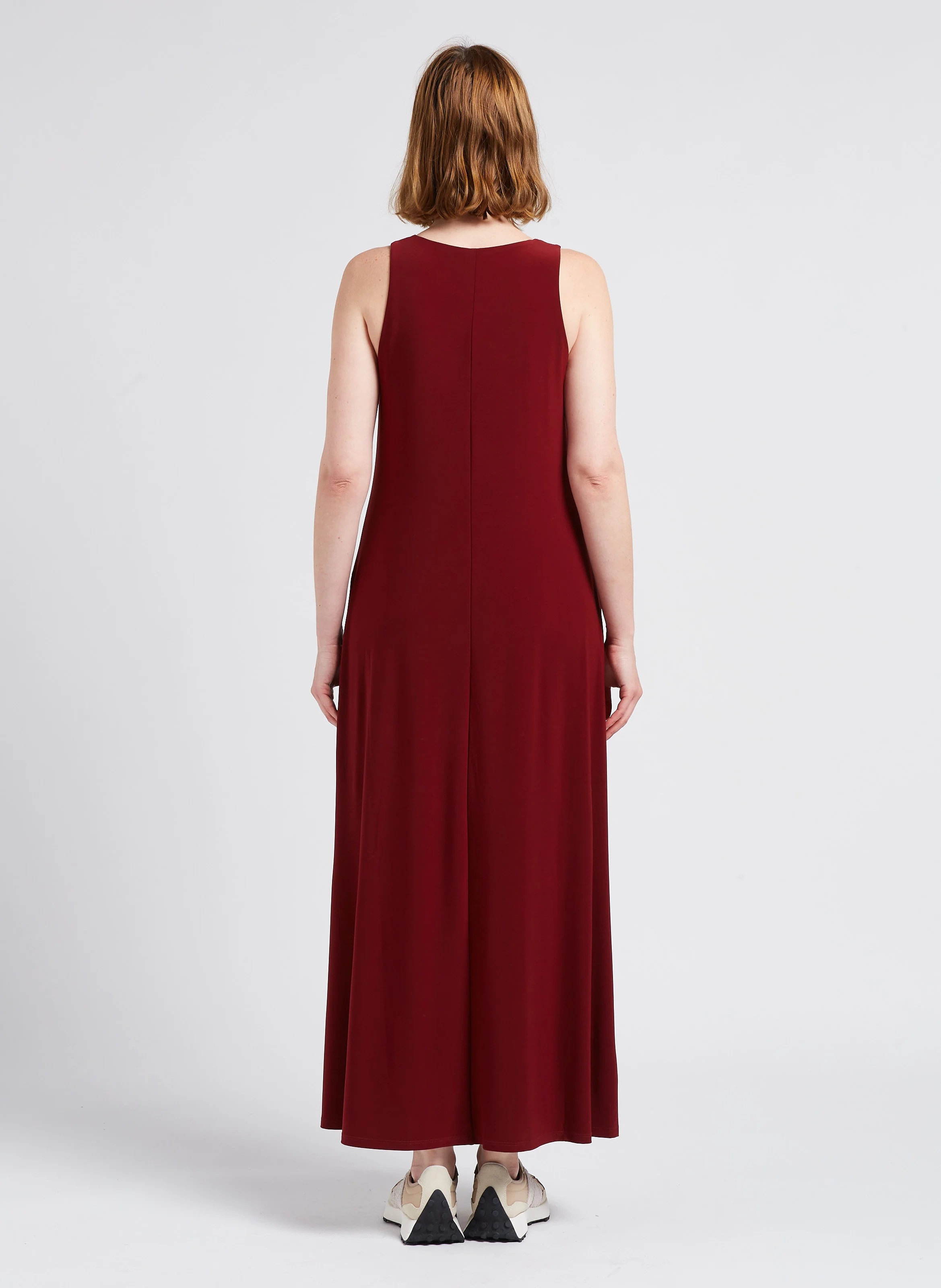 LANA - Robe longue col rond| Rouge