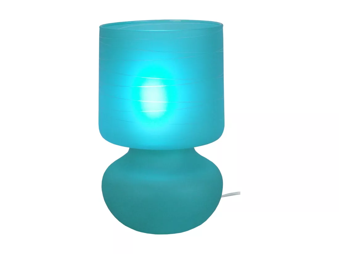 Lampe de chevet verre satiné,tourquoise 24 cm.