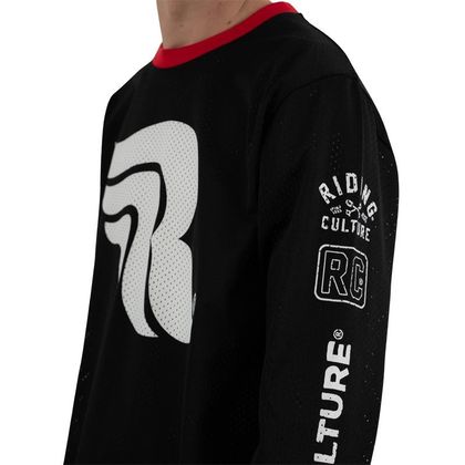 T-shirt manches longues RIDING CULTURE LOGO WHITE MESH - Noir