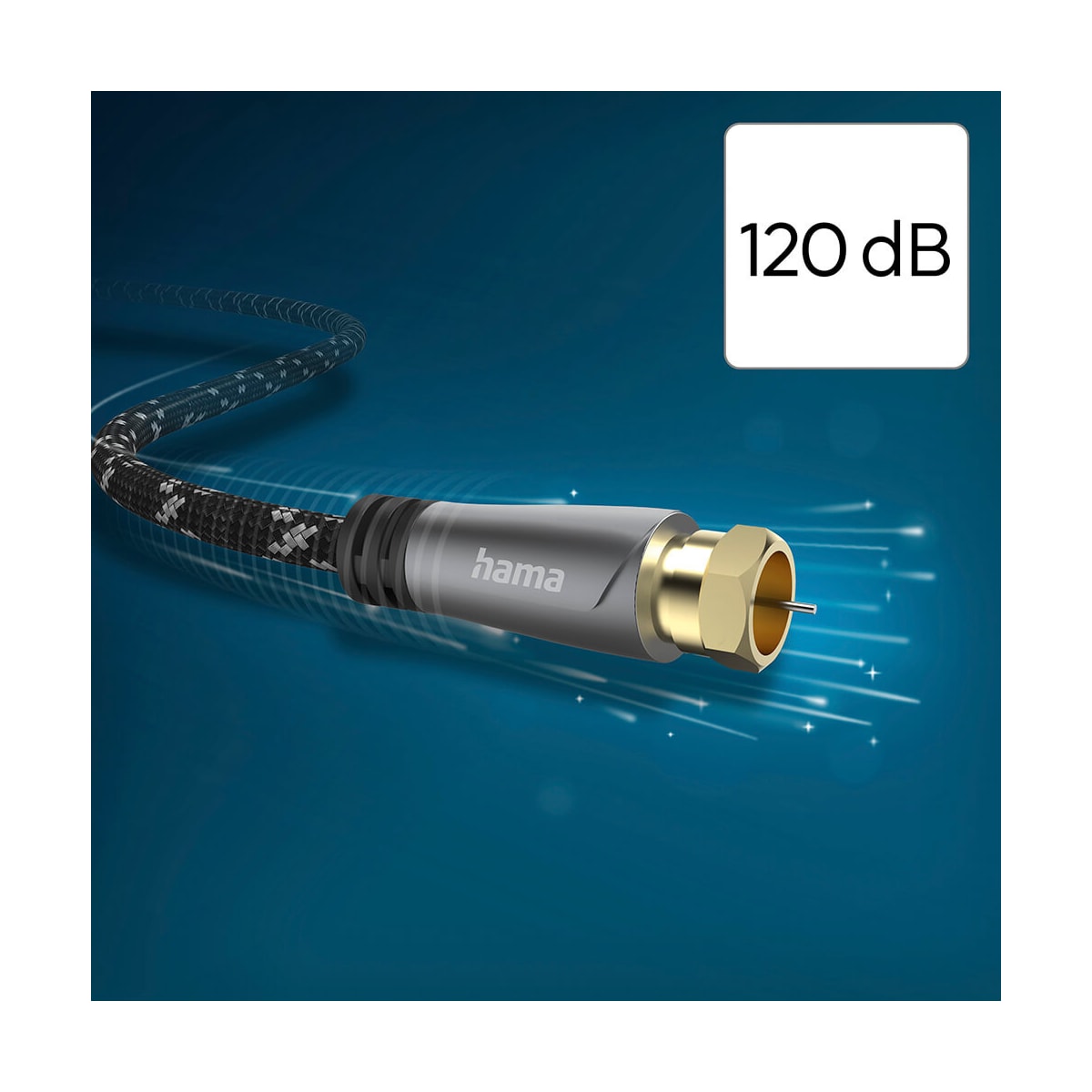 Hama SAT F-F 120dB antennekabel (sort, 3m)