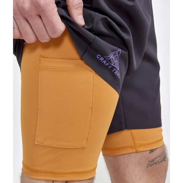 Short running CRAFT PRO TRAIL 2IN1 SHORTS M SLATE/DESERT