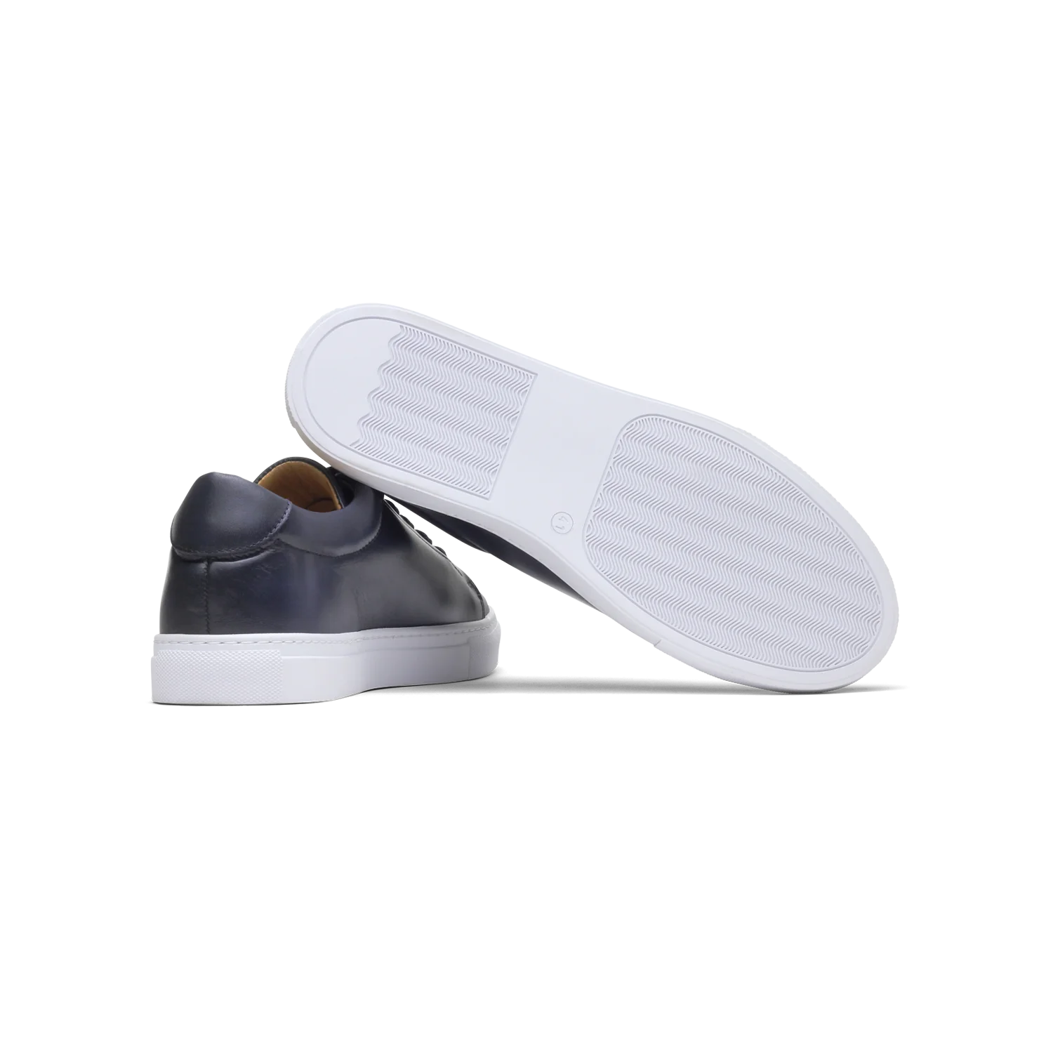 Kooper-Sneakers / Basket en cuir marine lisse