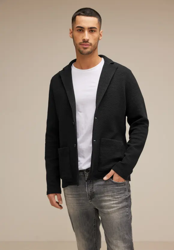 Sweatblazer mit Struktur - Black