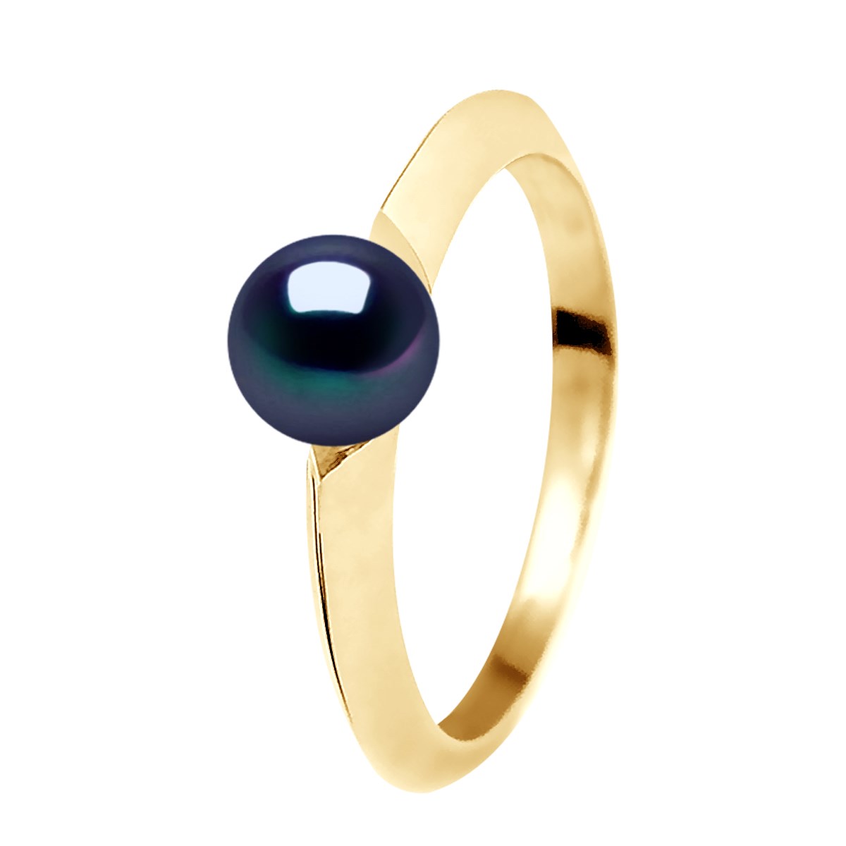 Bague Jonc Perle d'Eau Douce Ronde 6-7 mm Or Jaune