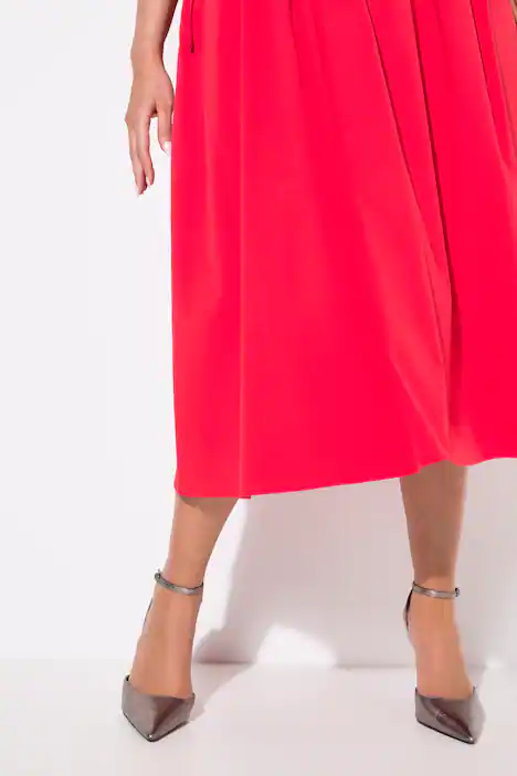 Maxikleid, Popeline, V-Ausschnitt, Halbarm, Taschen, lychee
