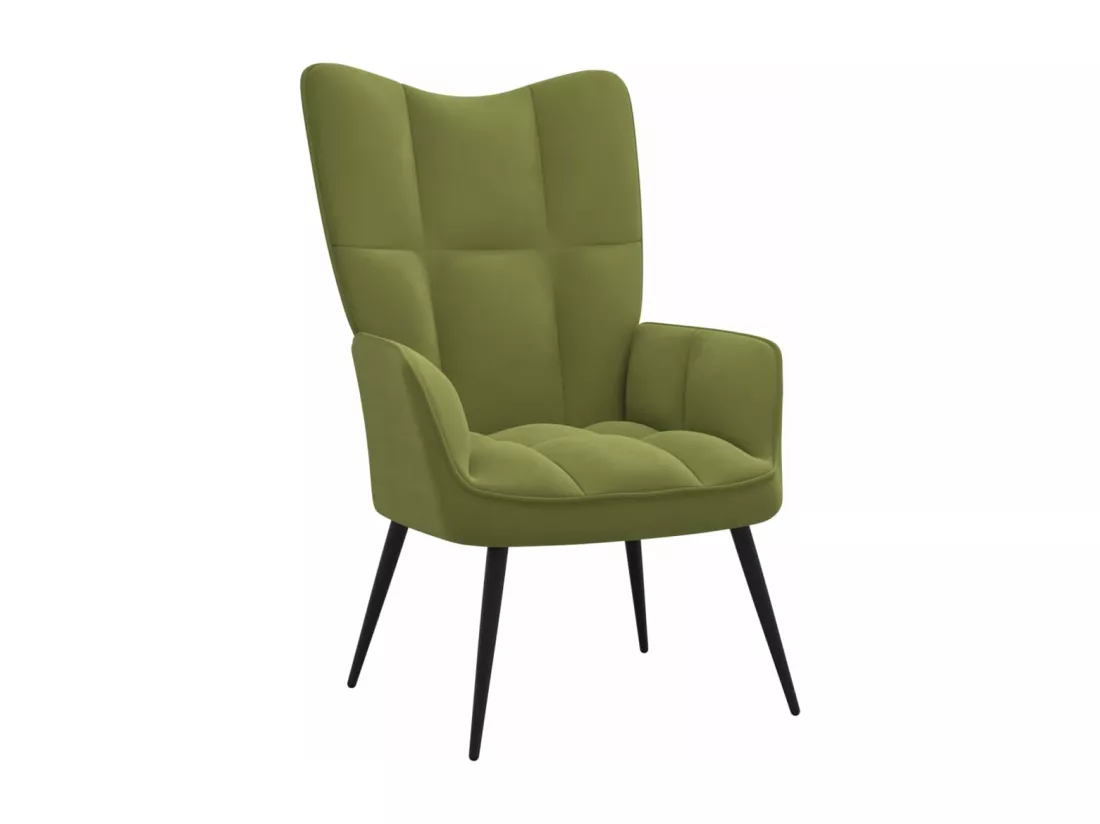 Chaise de relaxation avec tabouret Vert clair Velours