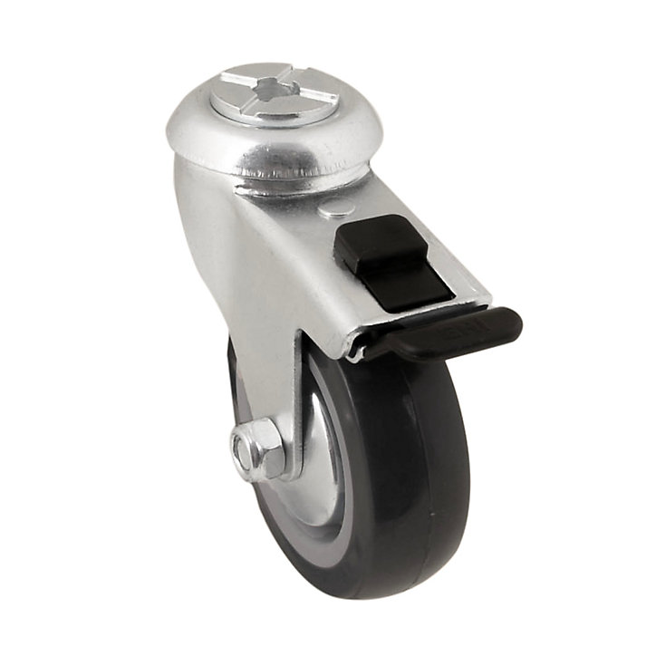 Roulette pivotante grise ø7.5 cm avec freins, charge max 60 kg