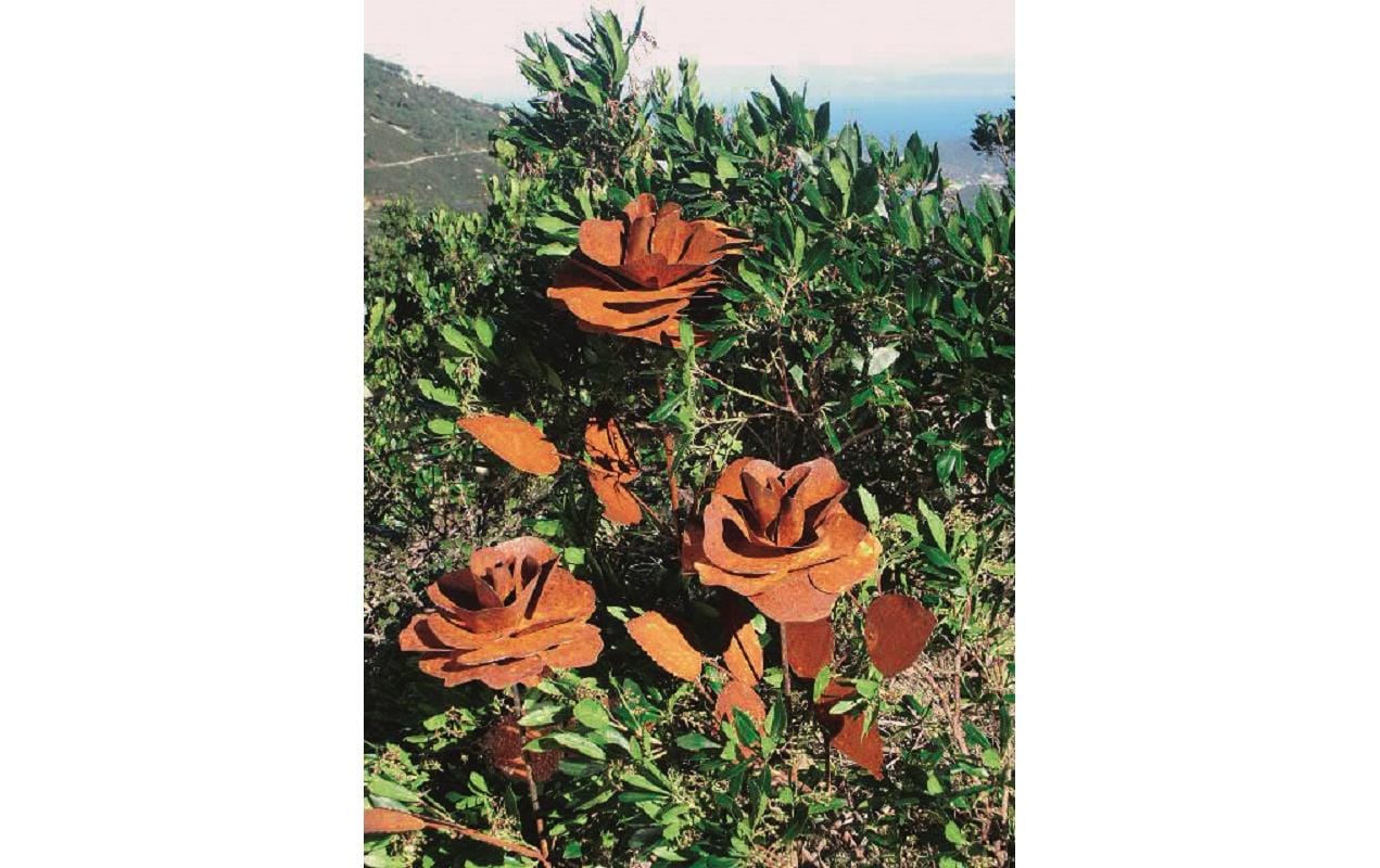 Gartenstecker Rose mit Blättern, 85 cmGartendeko zum Stecken
