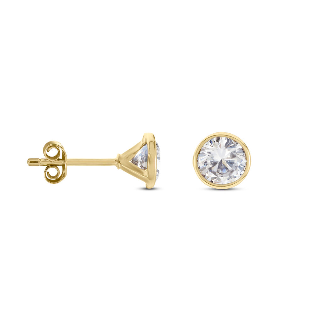 Boucles D'oreilles Puces Plaqué Or Jaune Niclaus Oxyde