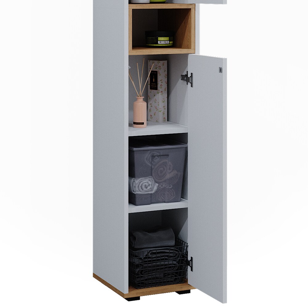 Vicco Hochschrank Didi Weiß Eiche 30 x 192 cm mit 2 Türen