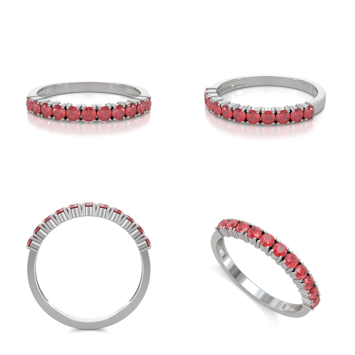 Bague ADEN Or 585 Blanc Rubis 1.64grs