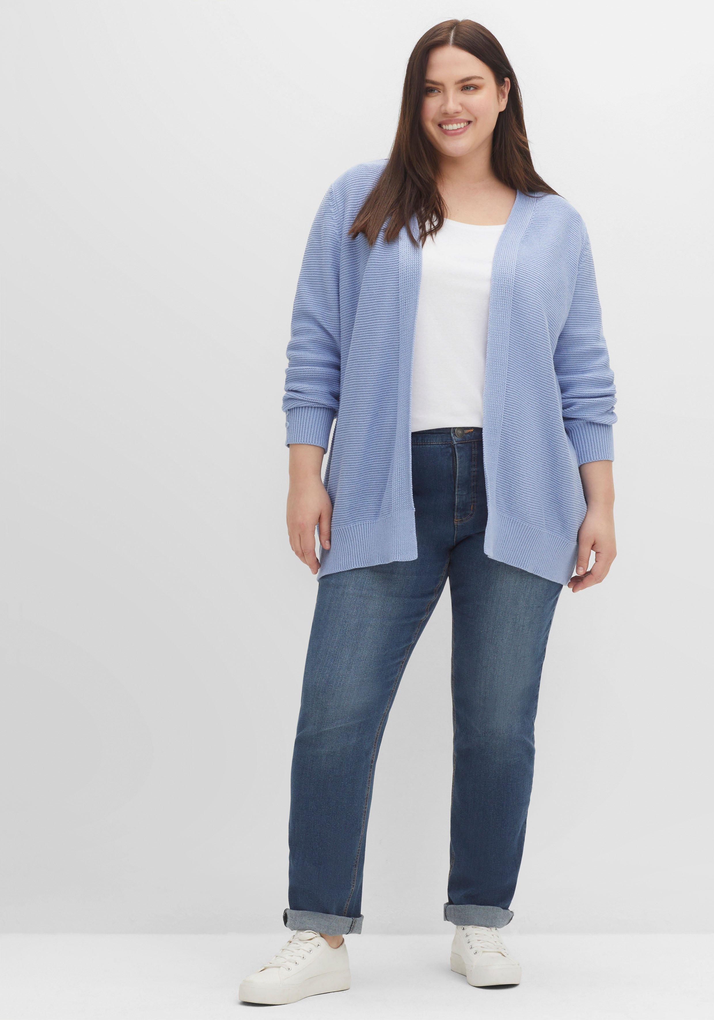 Strickjacke im Linksstrick, offene Form