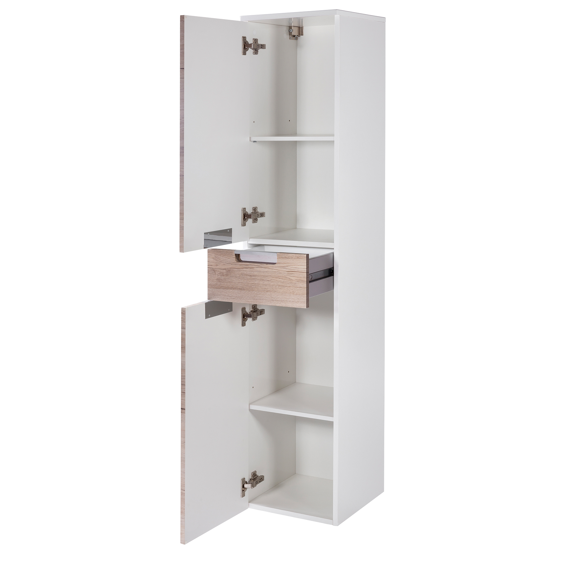 Hochschrank - weiß-Sanremo Eiche - 33 cm