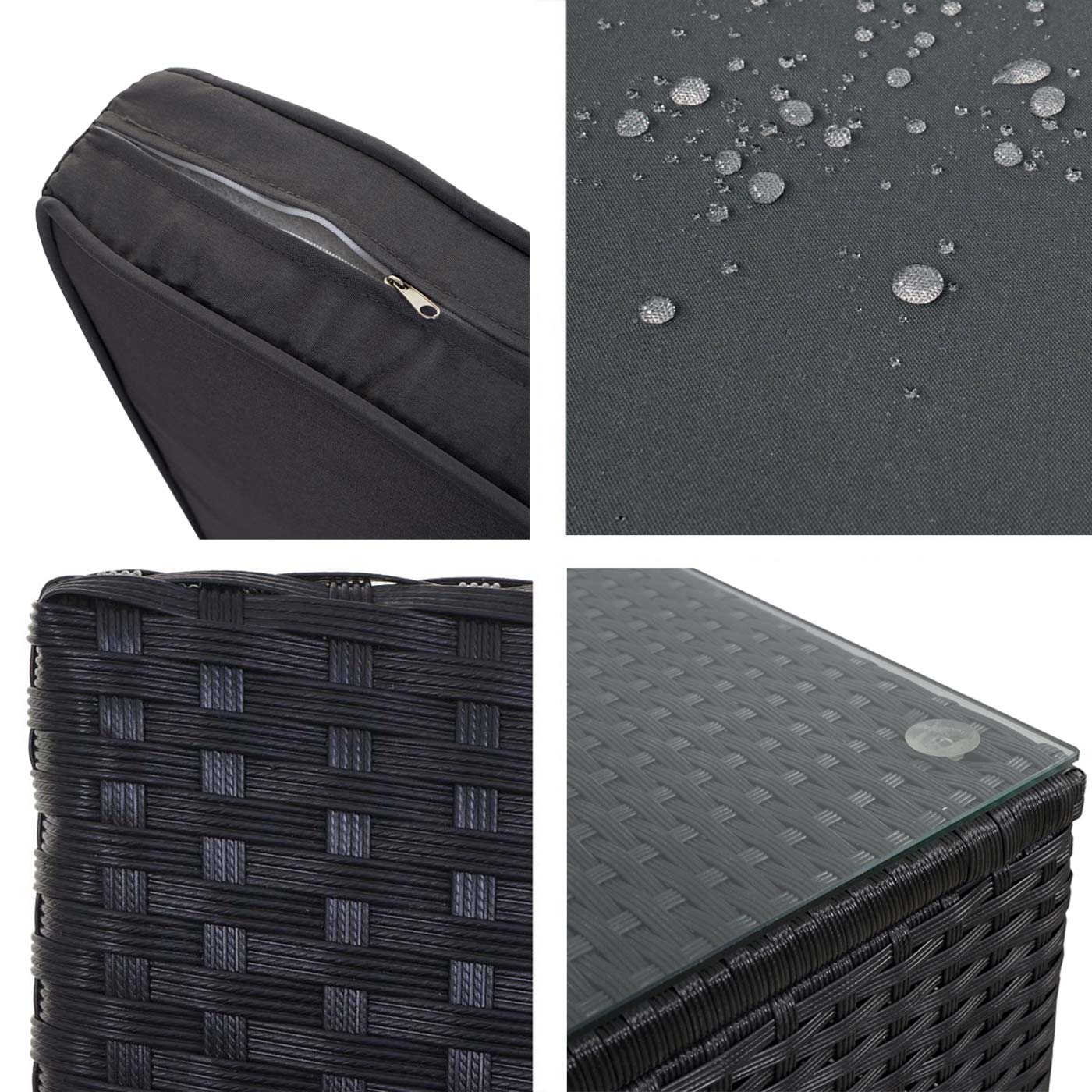 Poly-Rattan-Garnitur MCW-D21, Balkon-/Garten-/Lounge-Set Sofa Sitzgruppe, Box Staufach ~ anthrazit, Kissen dunkelgrau