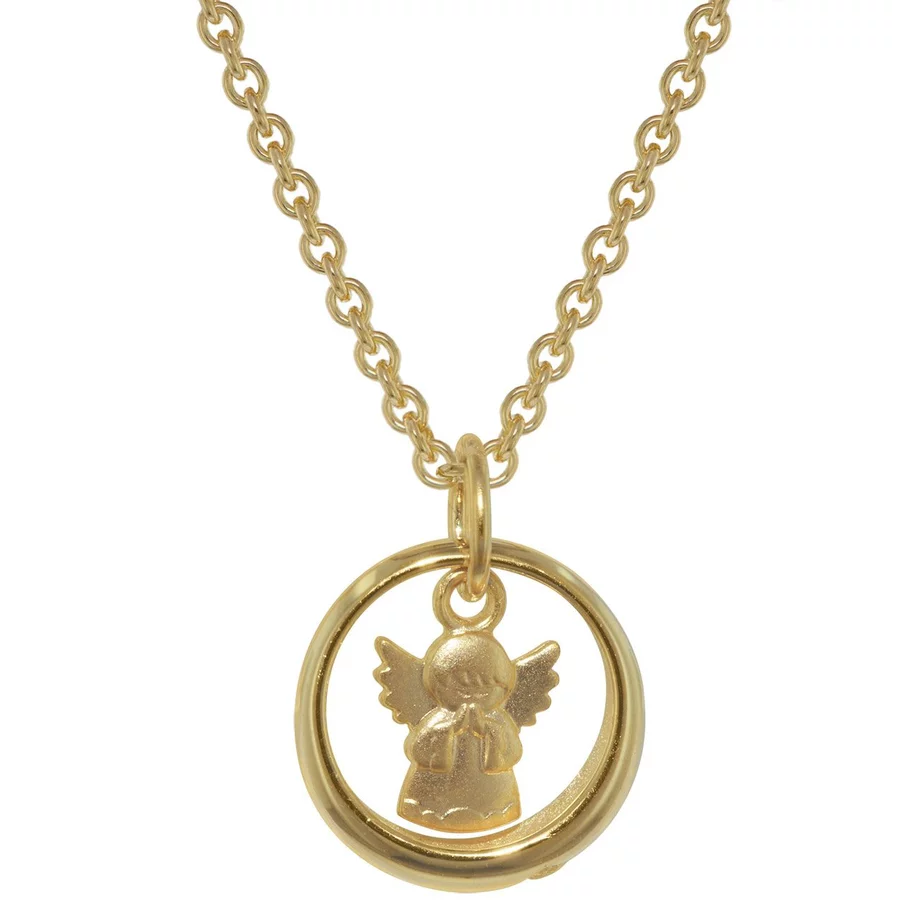 trendor Anhänger Taufring mit Engel Gold 333 mit goldplattierter Kette gold