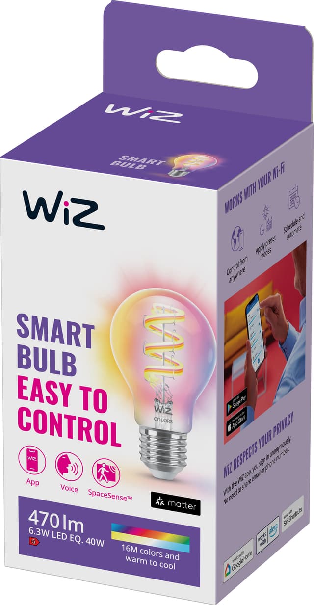 Wiz Connected Full Colour wi-fi BLE LED-pære 6,3W E27