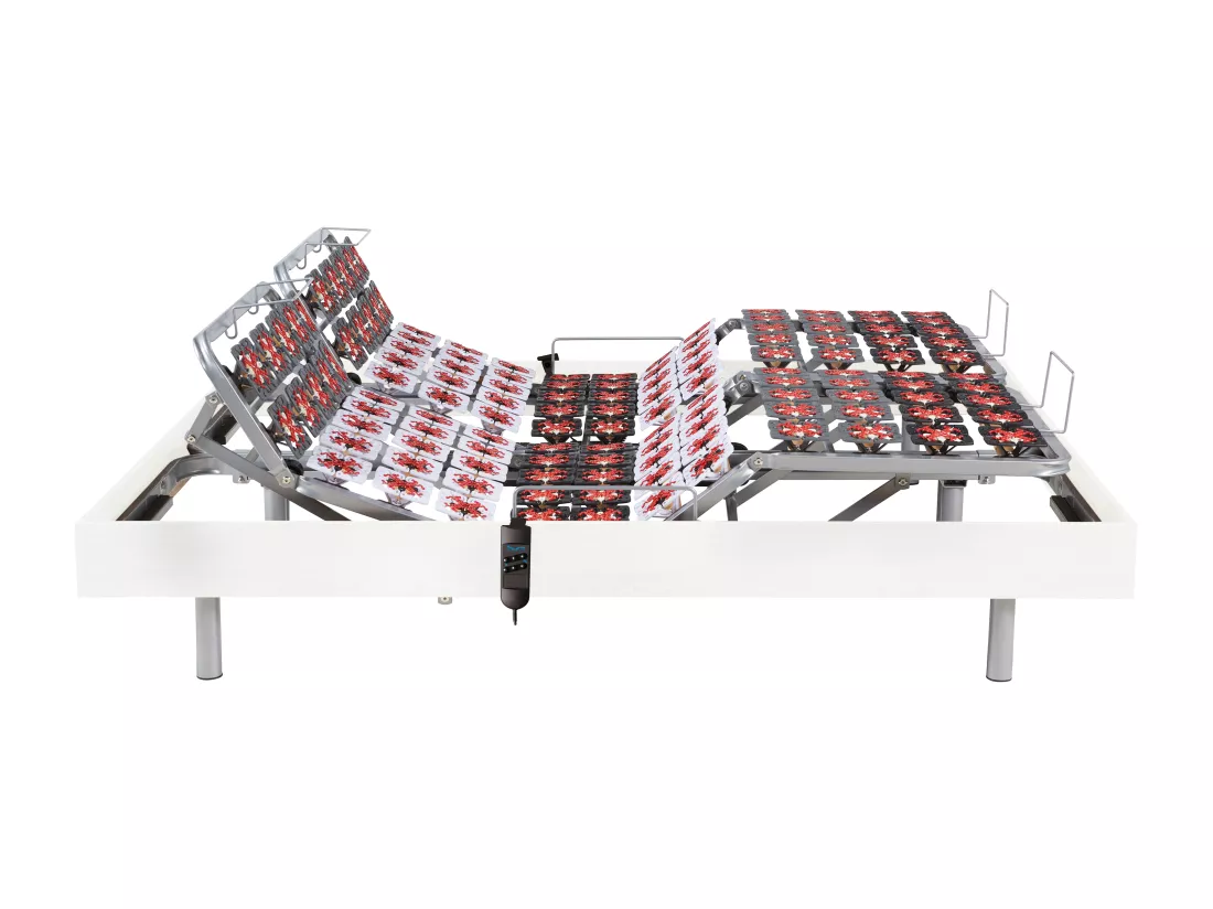 Sommier électrique de relaxation déco 2x78 plots - 2 x 90 x 200 cm - Blanc - NAFURI de YSMÉE