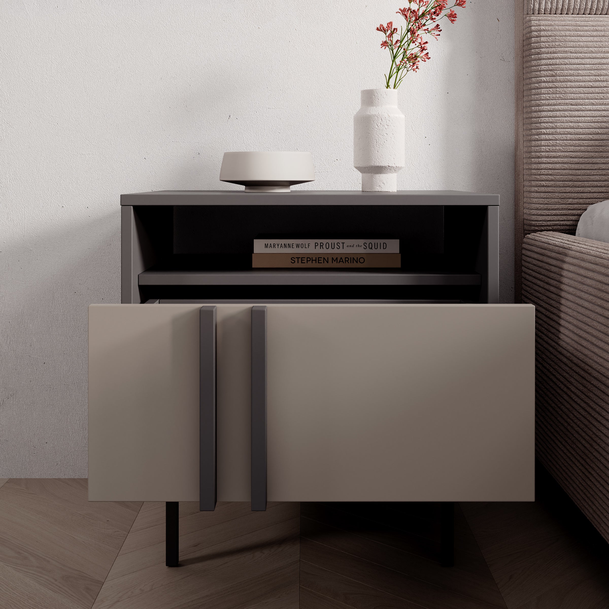 Antigo - Nachtkastje - Beige/Antraciet - 53x43x53 cm