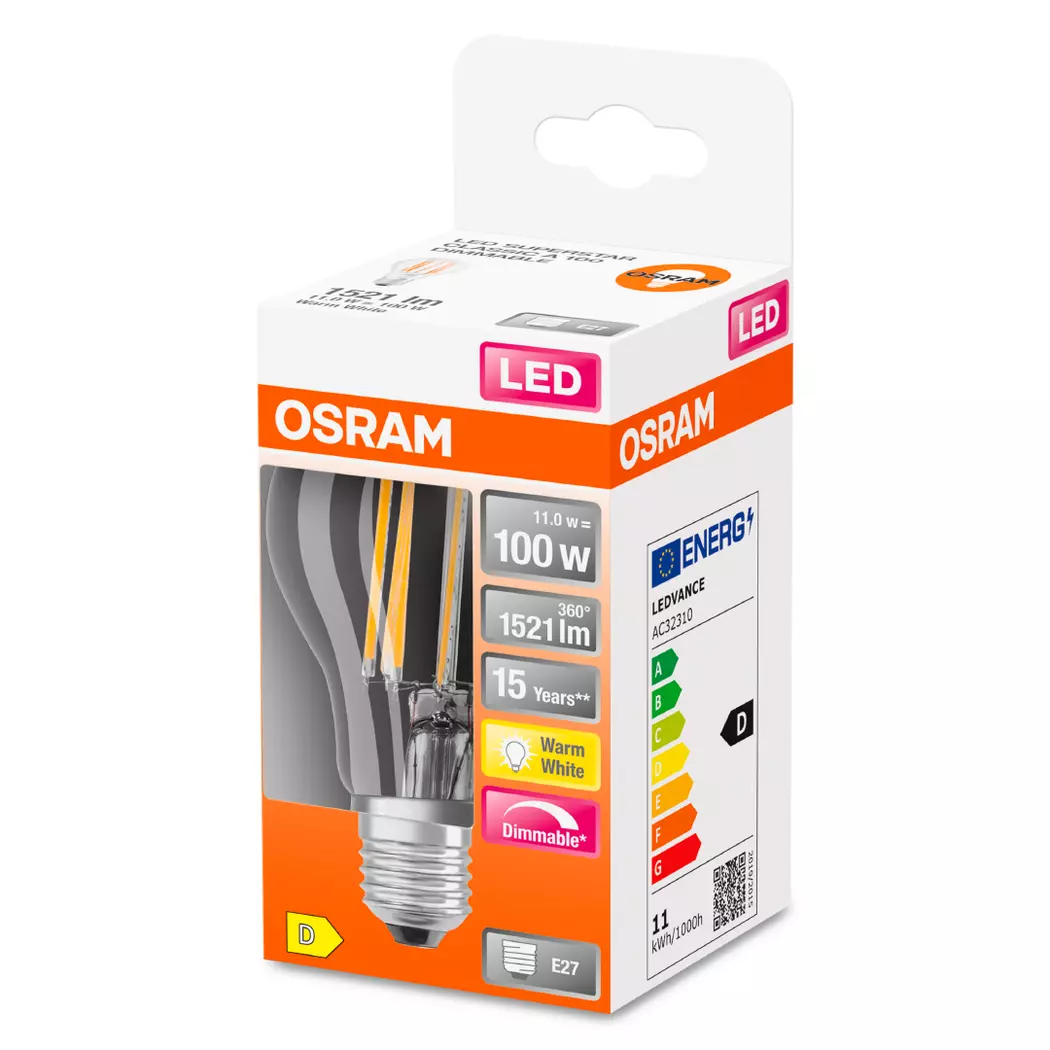 LED-Birnenform E27/12 Watt/Energie D