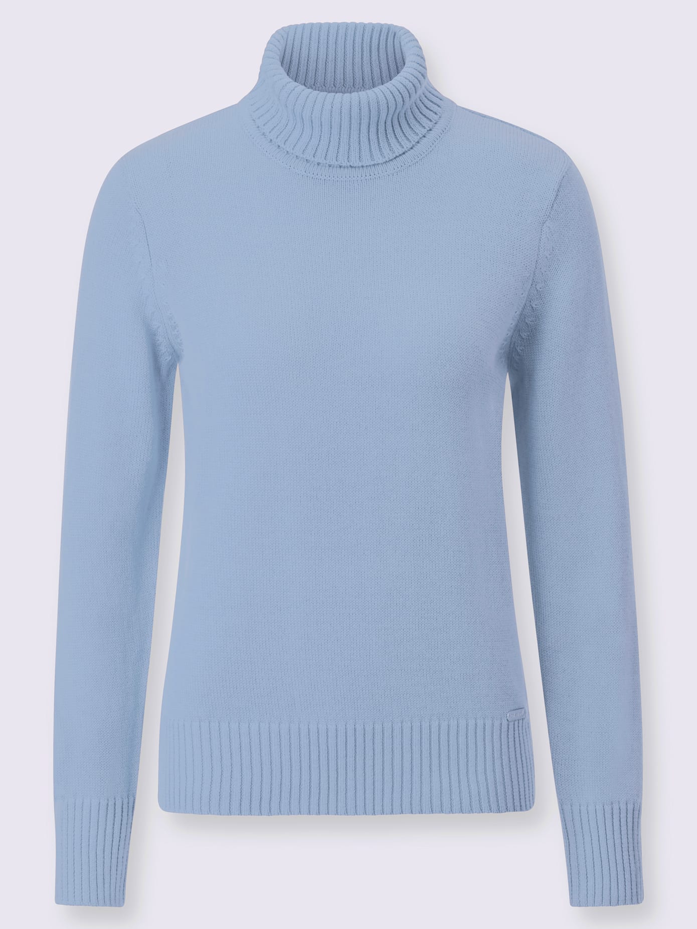 Pull femme col roulé manches ourlet avec finitions côtelées