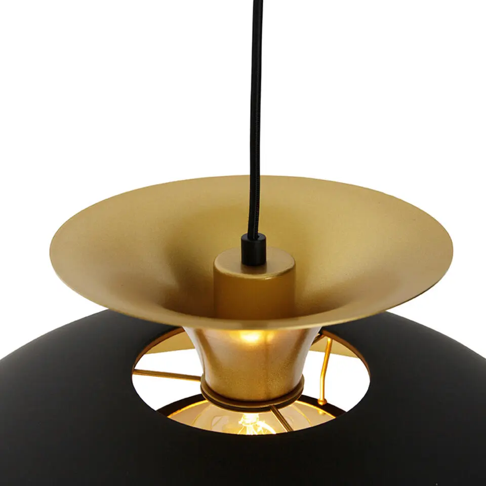 Qazqa hanglampen titus zwart e27