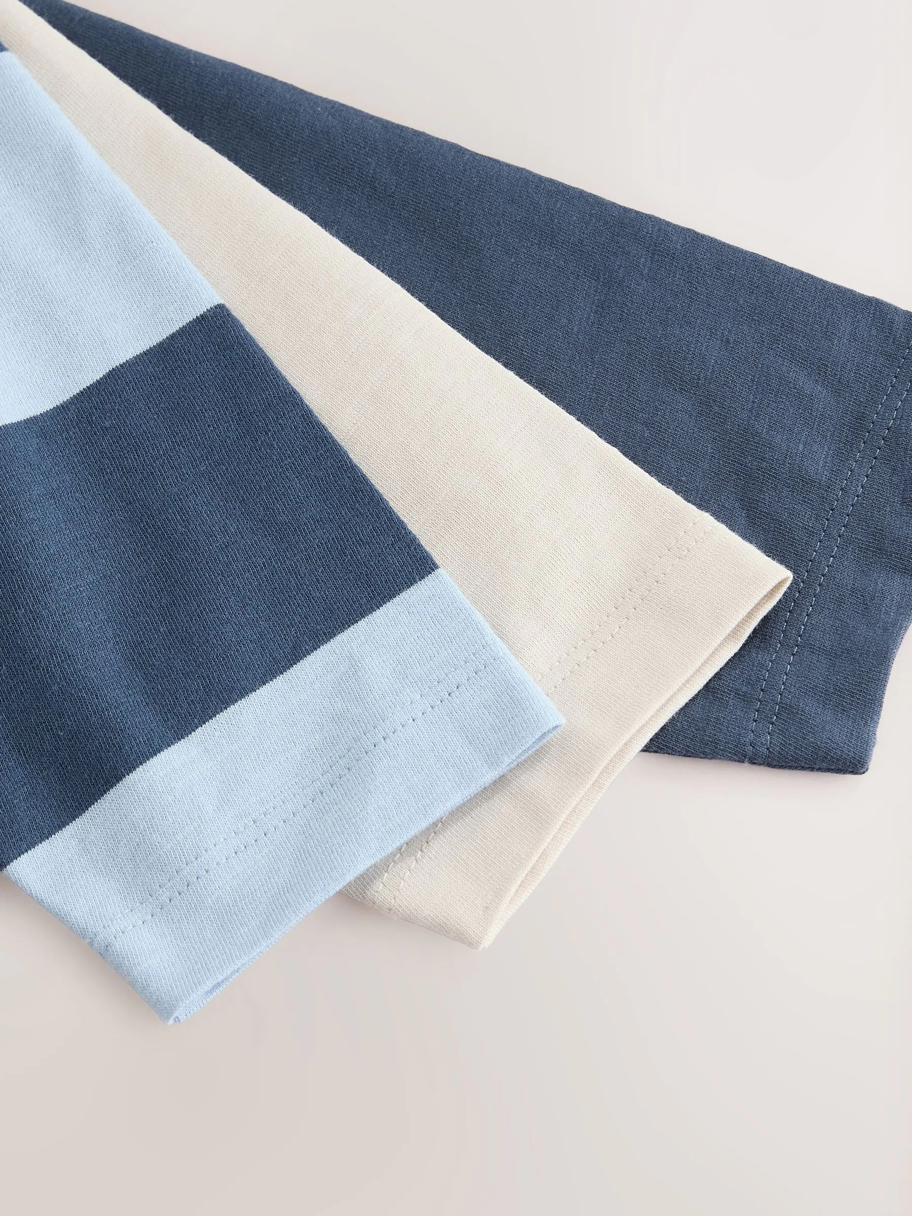 Blauw graafmachine - Set van 3 T-shirts met grafische print en lange mouwen (3mnd-7jr)
