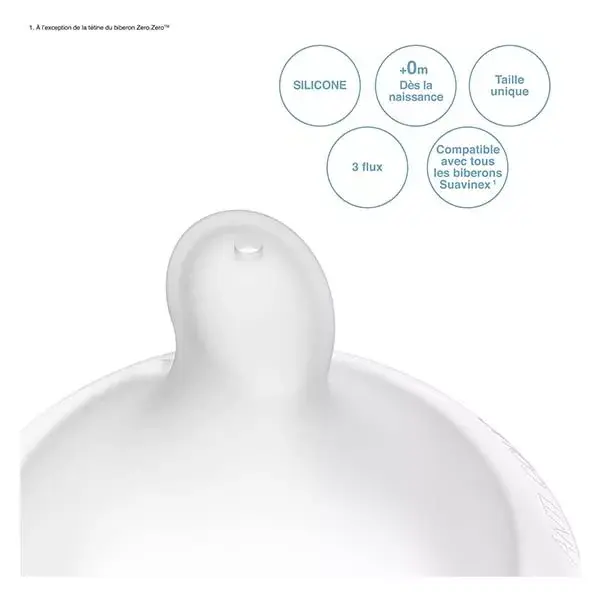 Bico de silicone simétrico Suavinex SX Pro Flow L +6m, pacote com 2 unidades.
