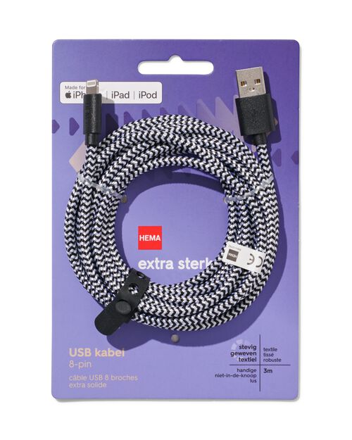 câble chargeur USB 8 broches 3m