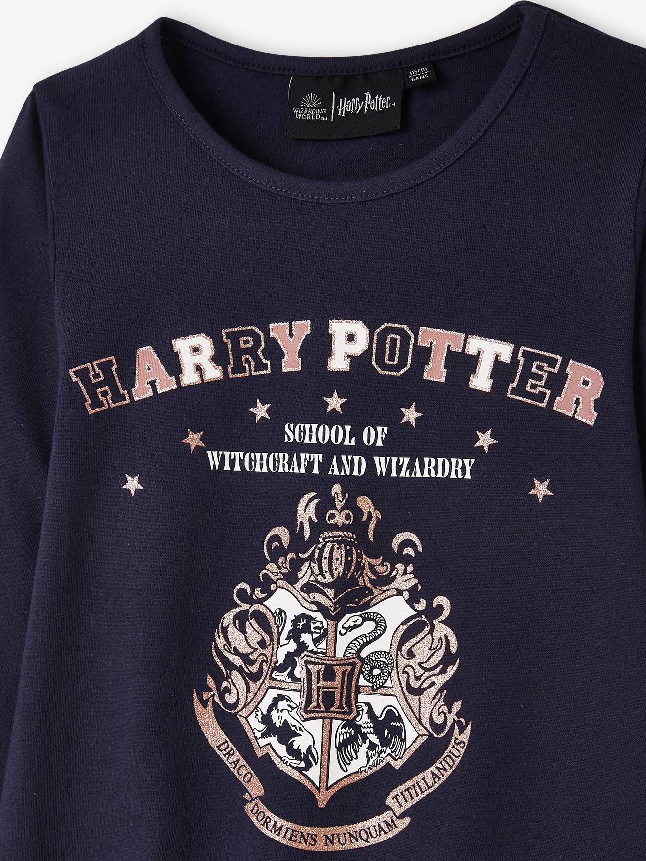 Conjunto de camisola e leggings do Harry Potter, azul escuro liso com motivos.