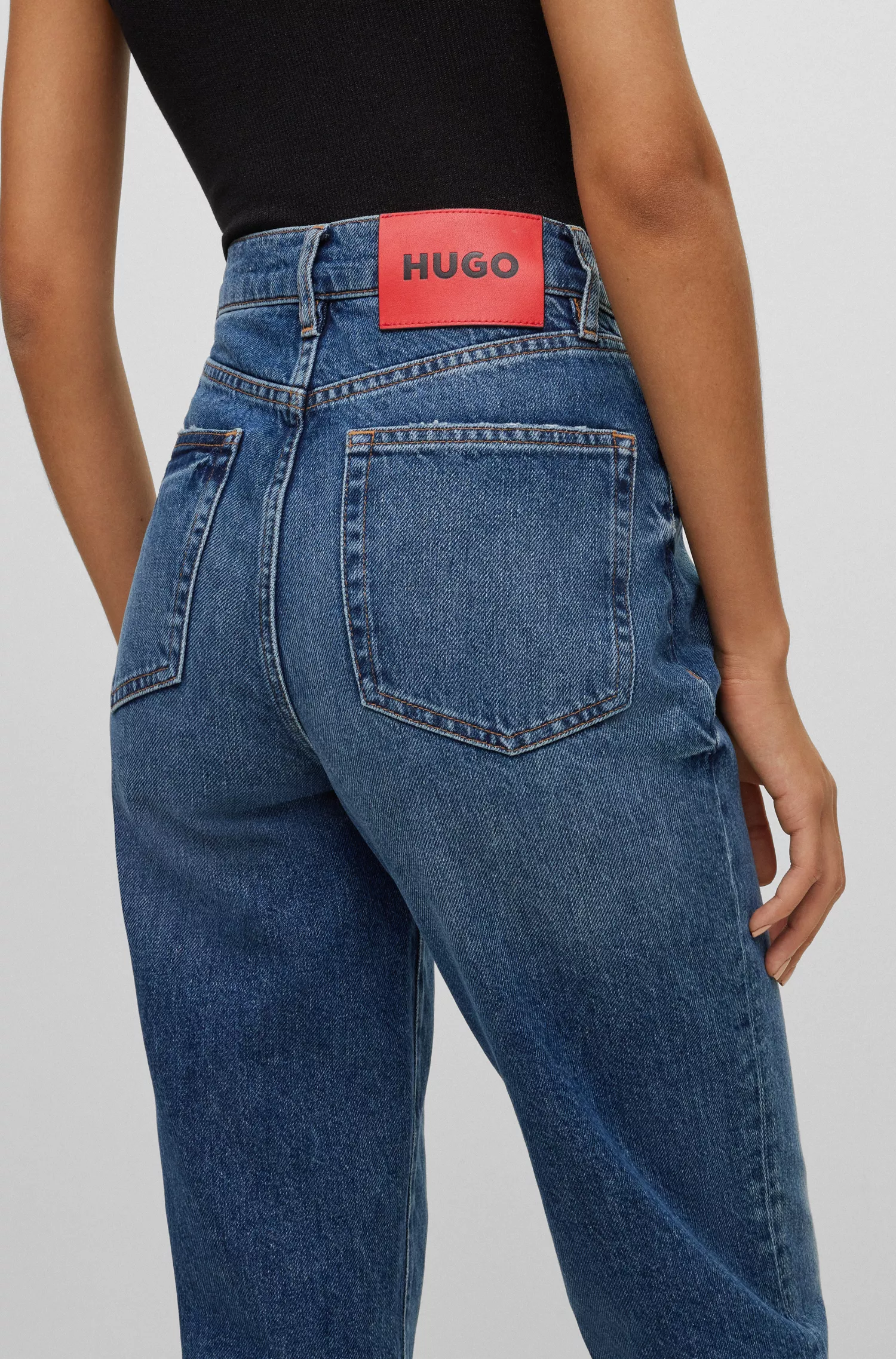 Calça jeans HUGO Red-Modern-fit em denim azul-oceano