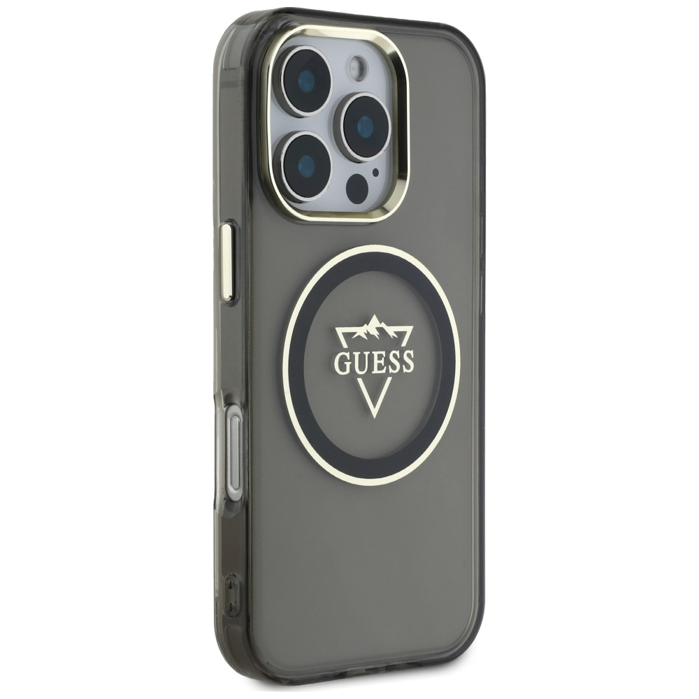 iPhone 16 Pro MagSafe Hardcase Hülle IML Metal Mountain (GUHMP16LHFGTMSLSK) - Schwarz / Transparent