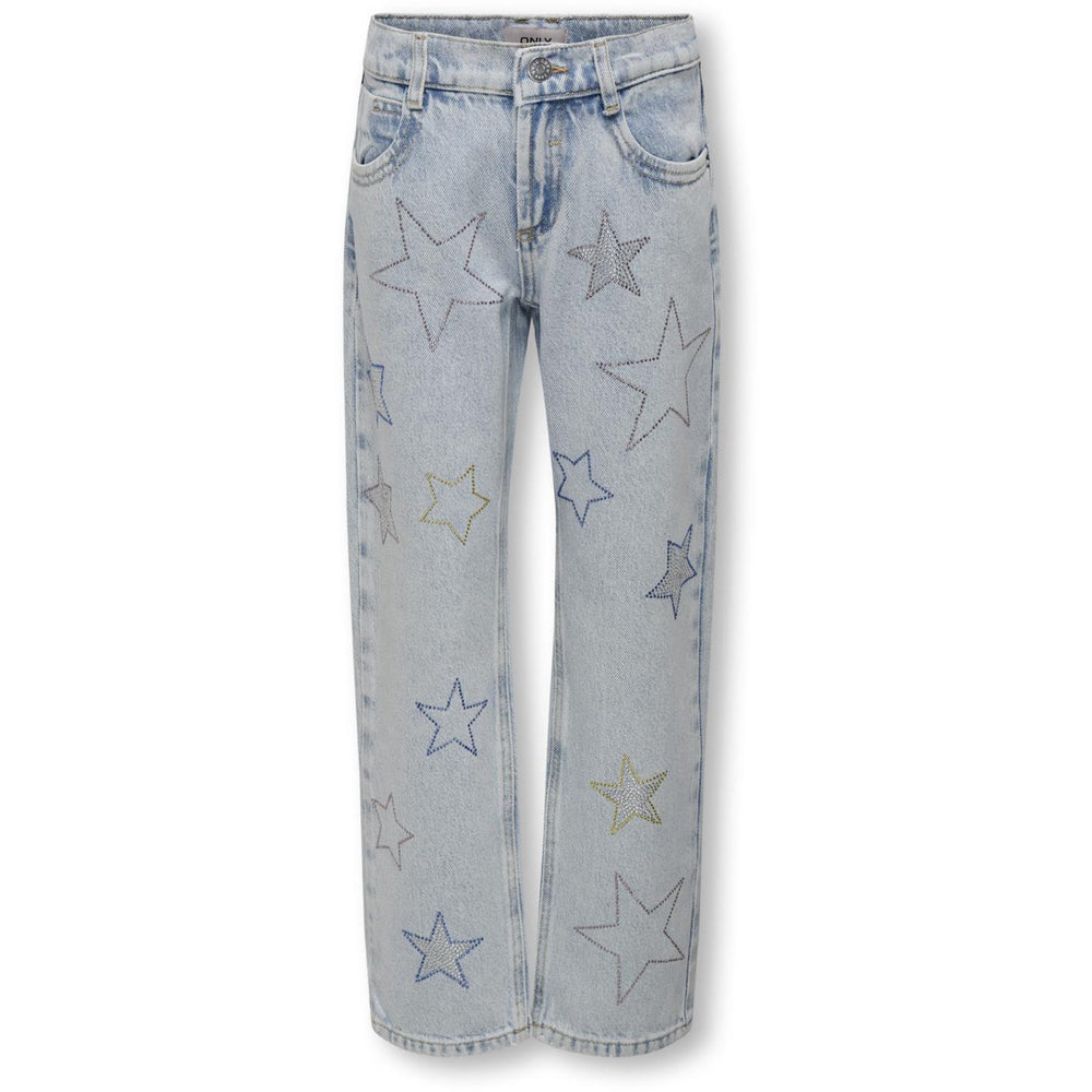 Køb kids ONLY Light Blue Denim Carly Dad Straight Star Denim Jeans
