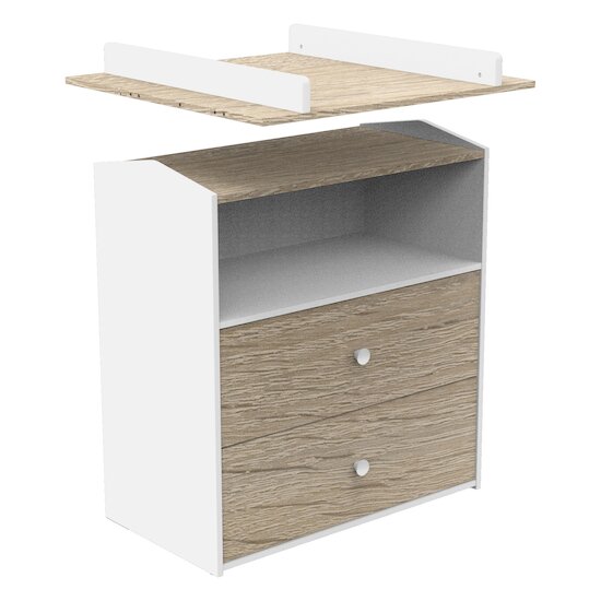 Cabanon Commode 2 tiroirs 1 niche   Blanc        de               Sauthon Baby's Sweet Home