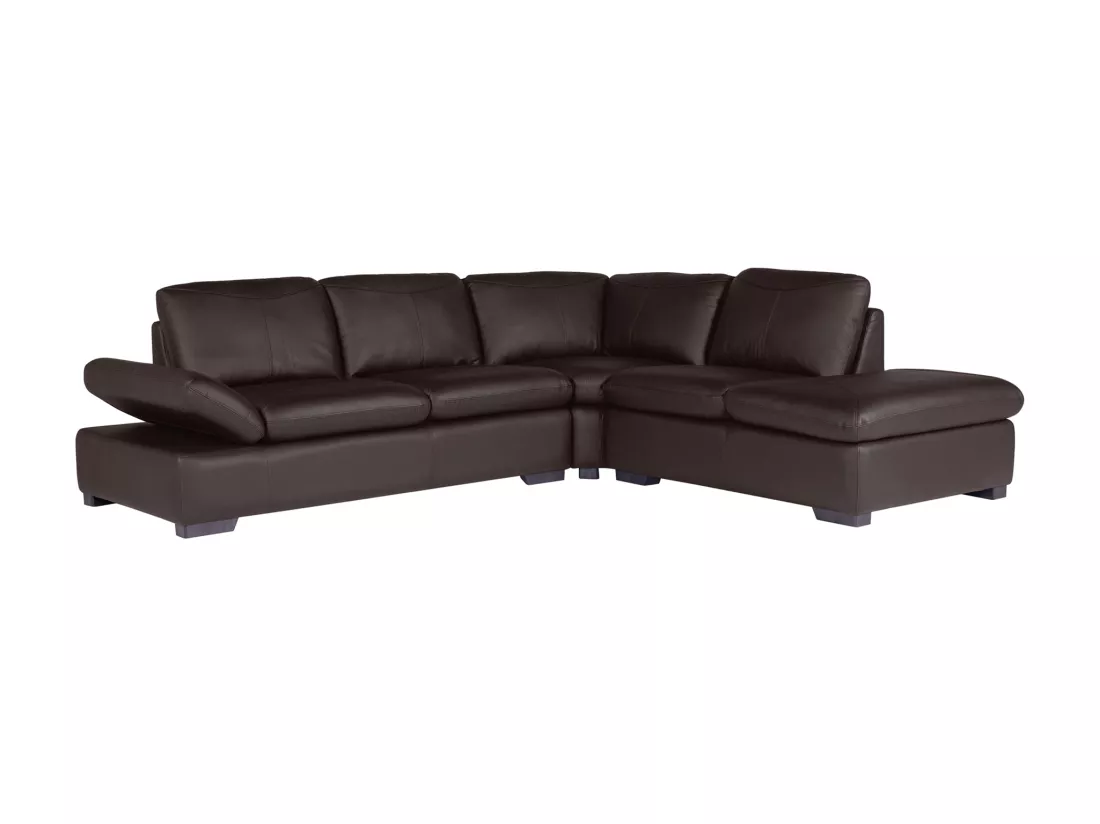 Canapé d'angle en cuir ONYX II - Marron - Angle droit