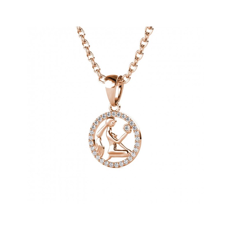 Pendentif Zodiaque Vierge - Or Rosé et Cristal