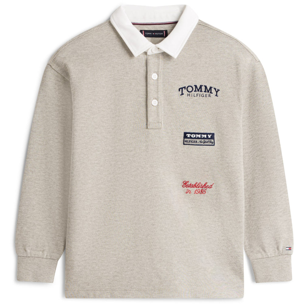 Køb Tommy Hilfiger Mid Grey Heather Multi Print Polo Ls