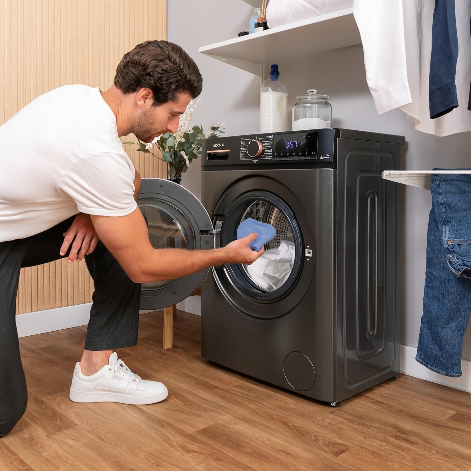 Cecotec Lave-linge 10Kg Bolero DressCode 10610 Inverter Steel A. Chargement Frontale, 1400 RPM, Steam Max, Motor Inverter Plus, 15 Programmes, OnSmart, Stop&Go, Caoutchouc Antibactérien, Drum Clean