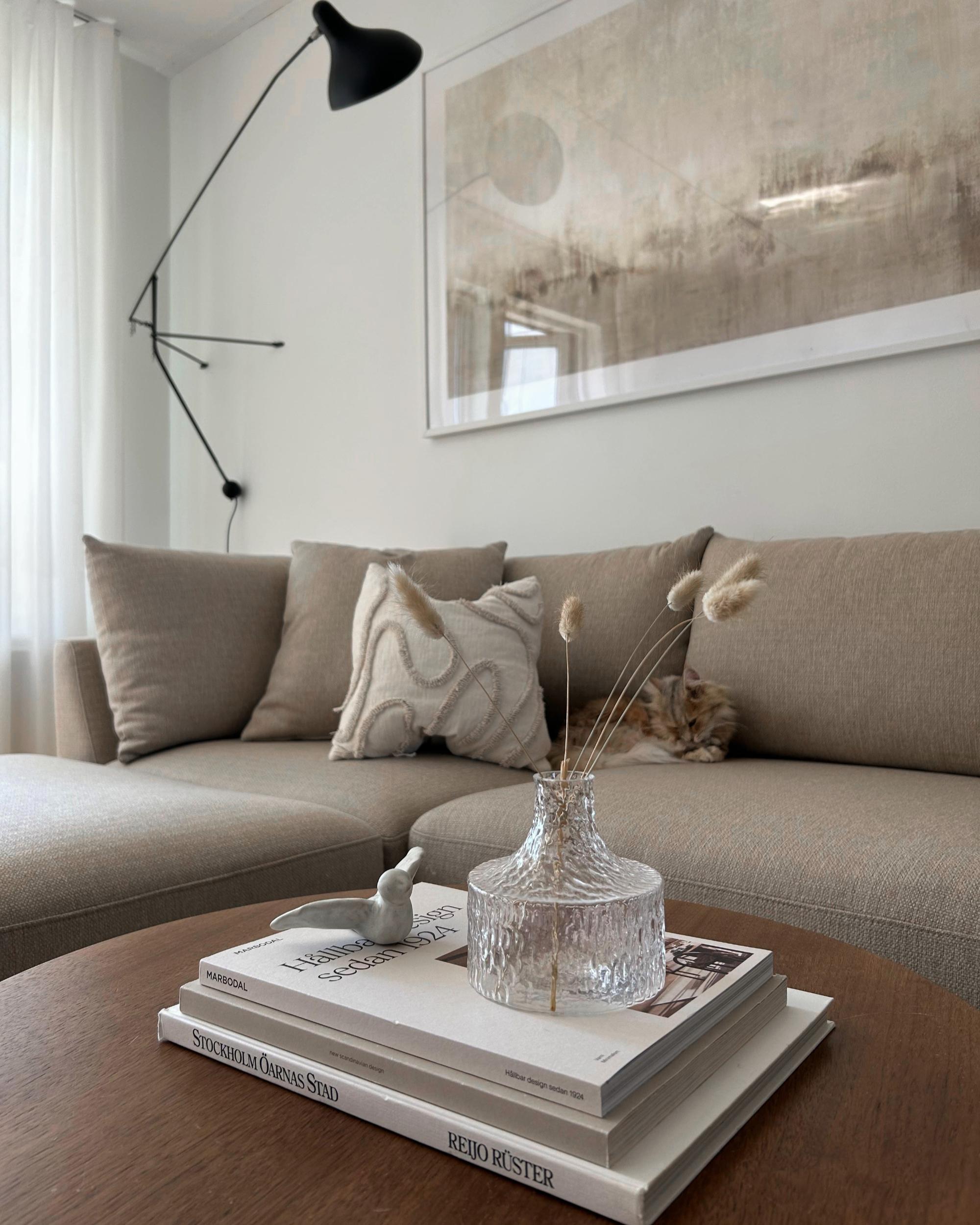 Bank 3-zits SIGTUNA Stof Beige met ottomaan