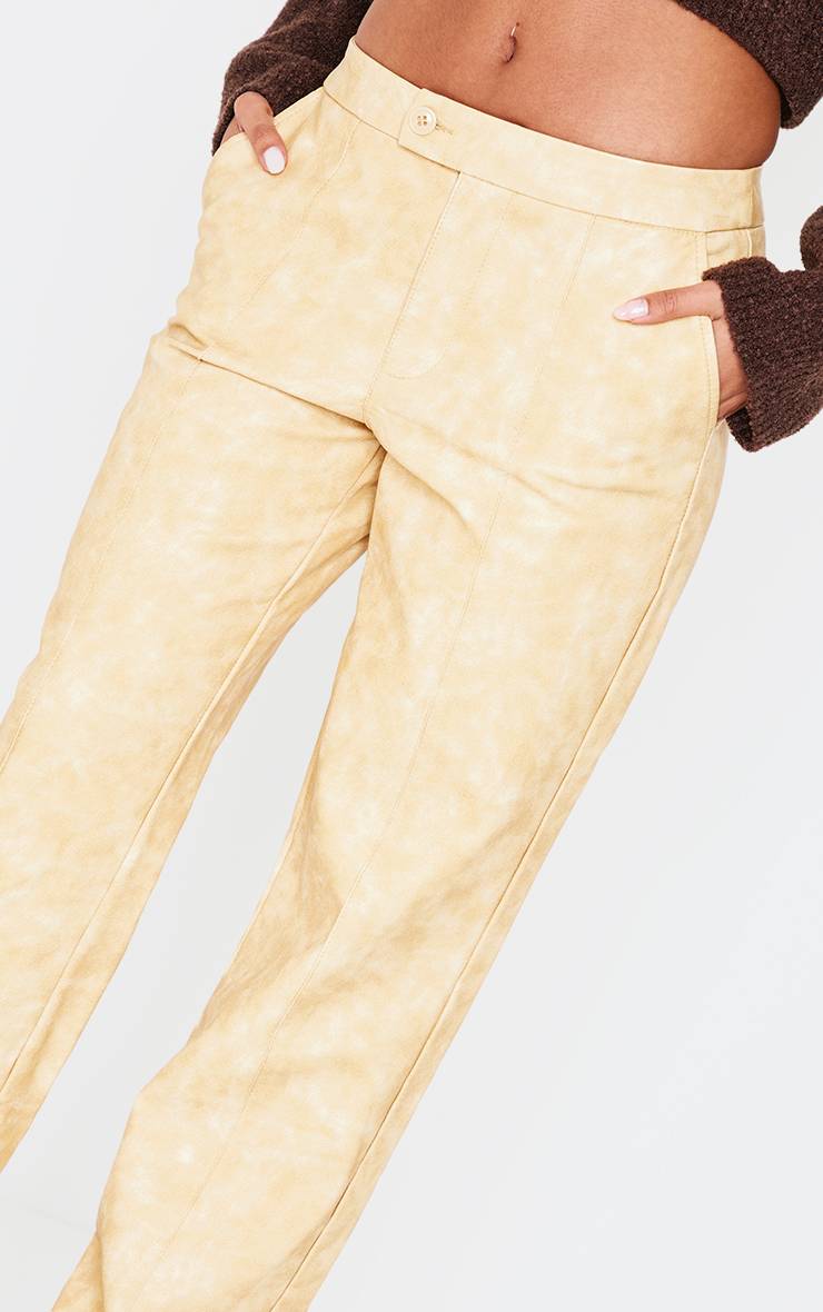 Pantalon Droit En Synthétiquecuir Lavé Premium Avec Détails De Pinces