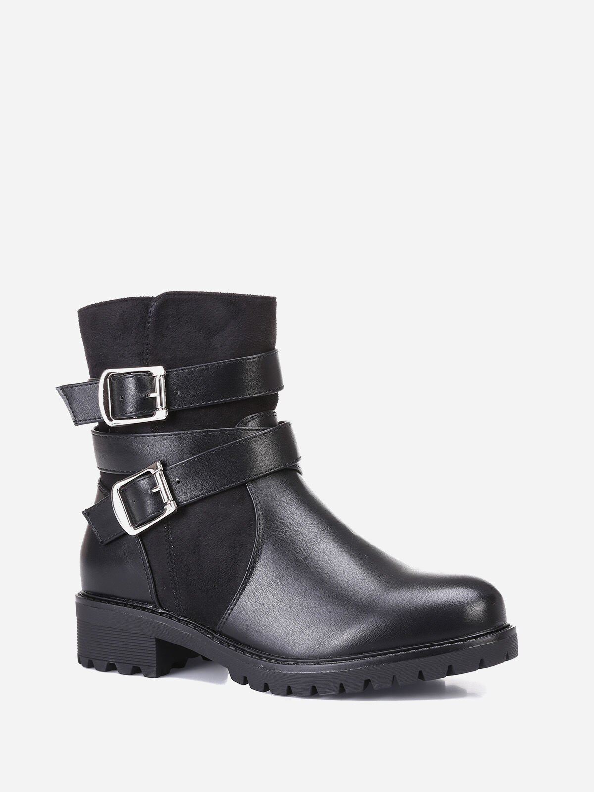 Bottines à multi-brides grandes tailles- Noir