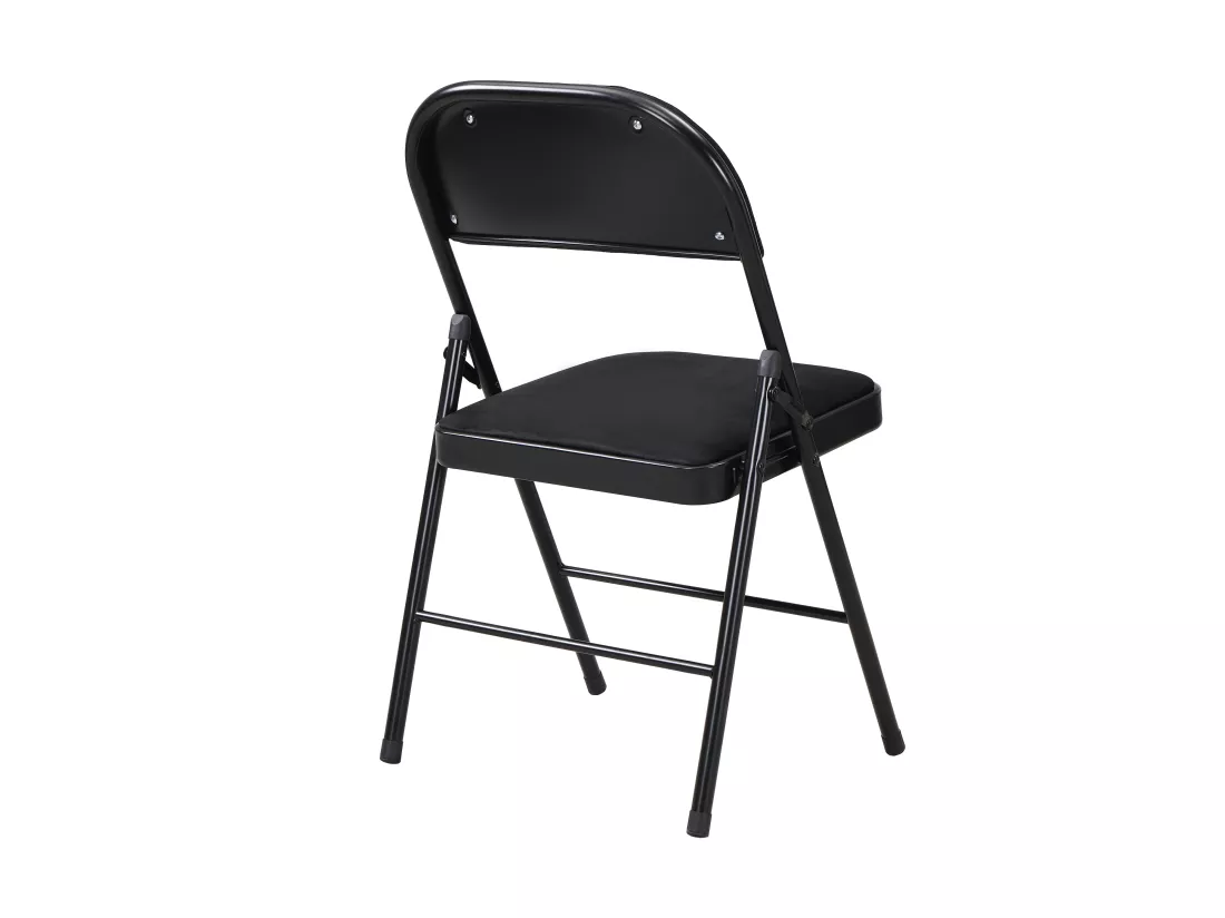 Lot de 6 chaises pliantes en velours et métal - Noir - ORTENSIA