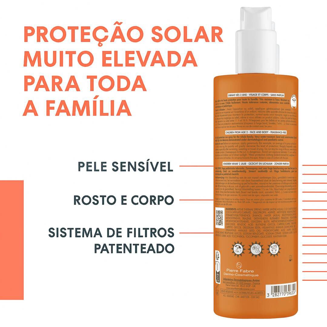 AVENE  Protetor Solar Spray Corpo Criança e Família SPF50+ - 400ml