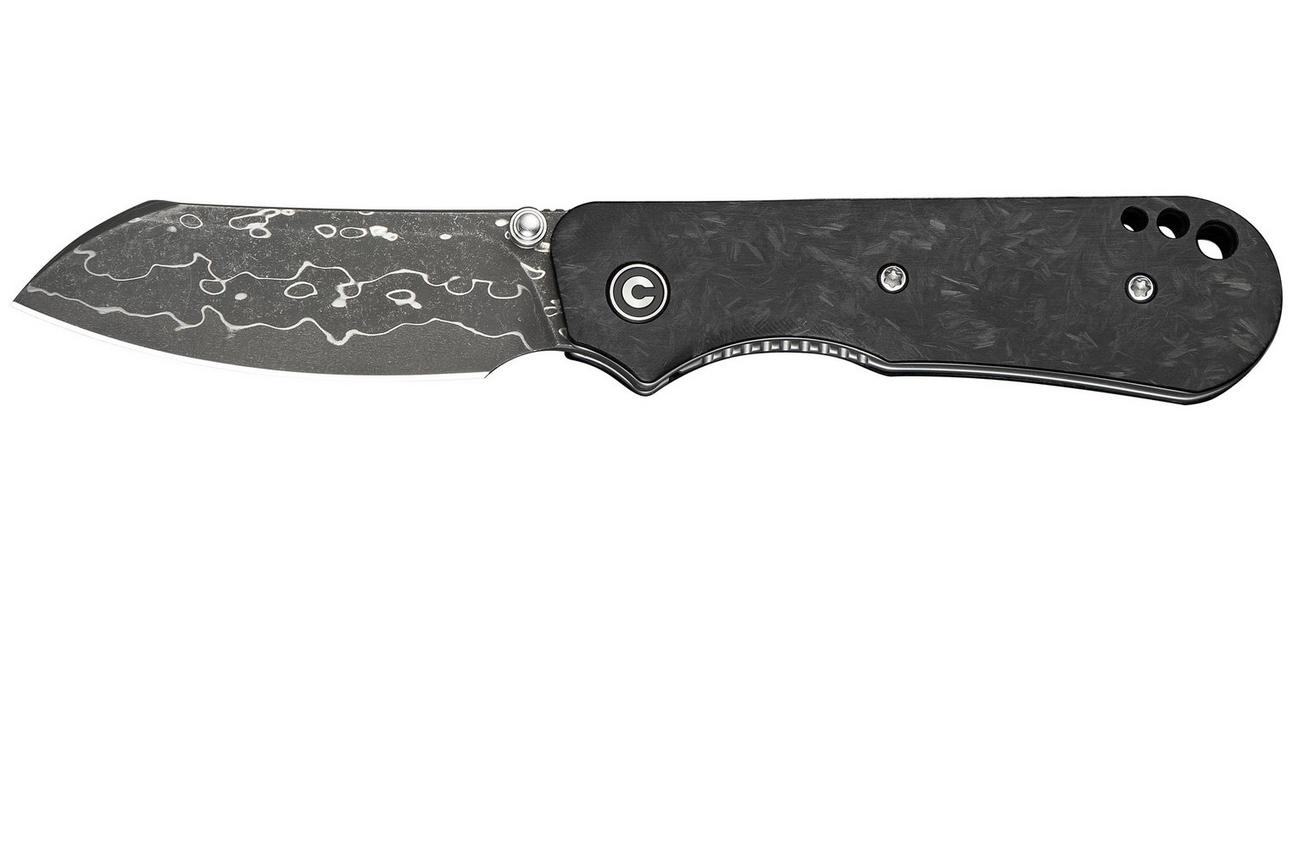 Civivi Crabby C24055-DS1 Damascus Blade, Shredded Carbon Fiber, zakmes, Ken Onion Jr. design