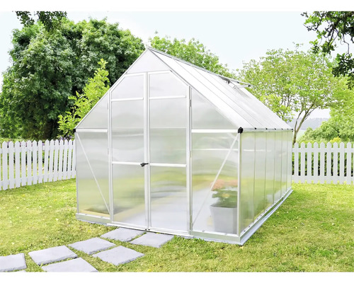 Palram Kas – Canopia Essence 8x12 Dubbelwandige Polycarbonaat Panelen 4 mm incl. Fundering 244 x 367 cm Zilver