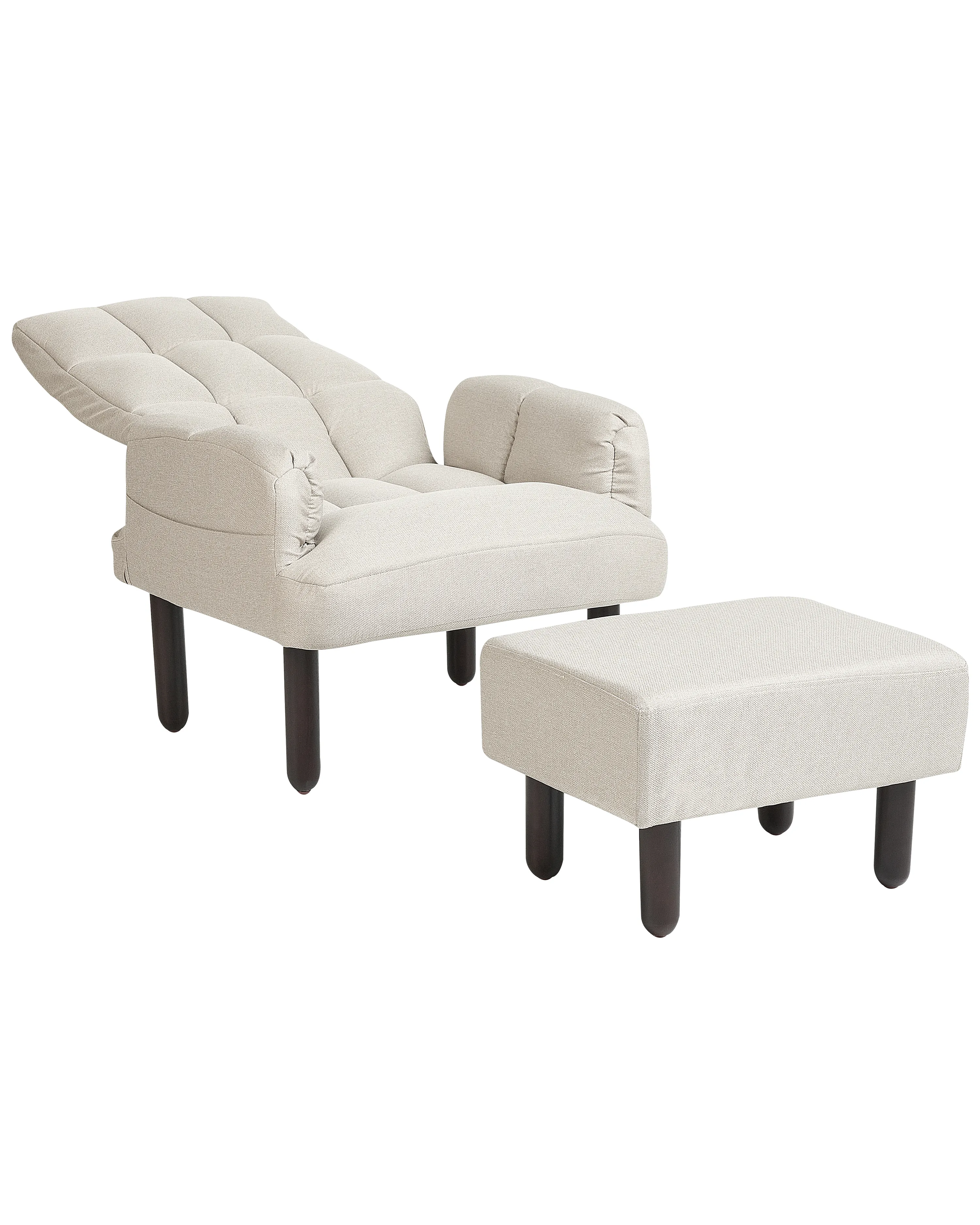 Relaxfauteuil OLAND met voetenbank Kunstlinnen Lichtbeige