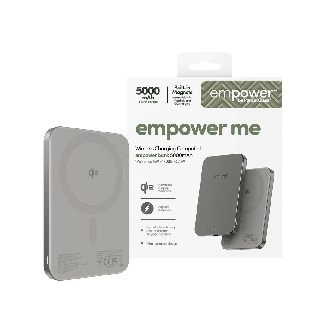 empower (20W) 5000mAh Powerbank USB C Ladegerät MagSafe Qi2 Wireless Charger PD (EM82419) - Titanium