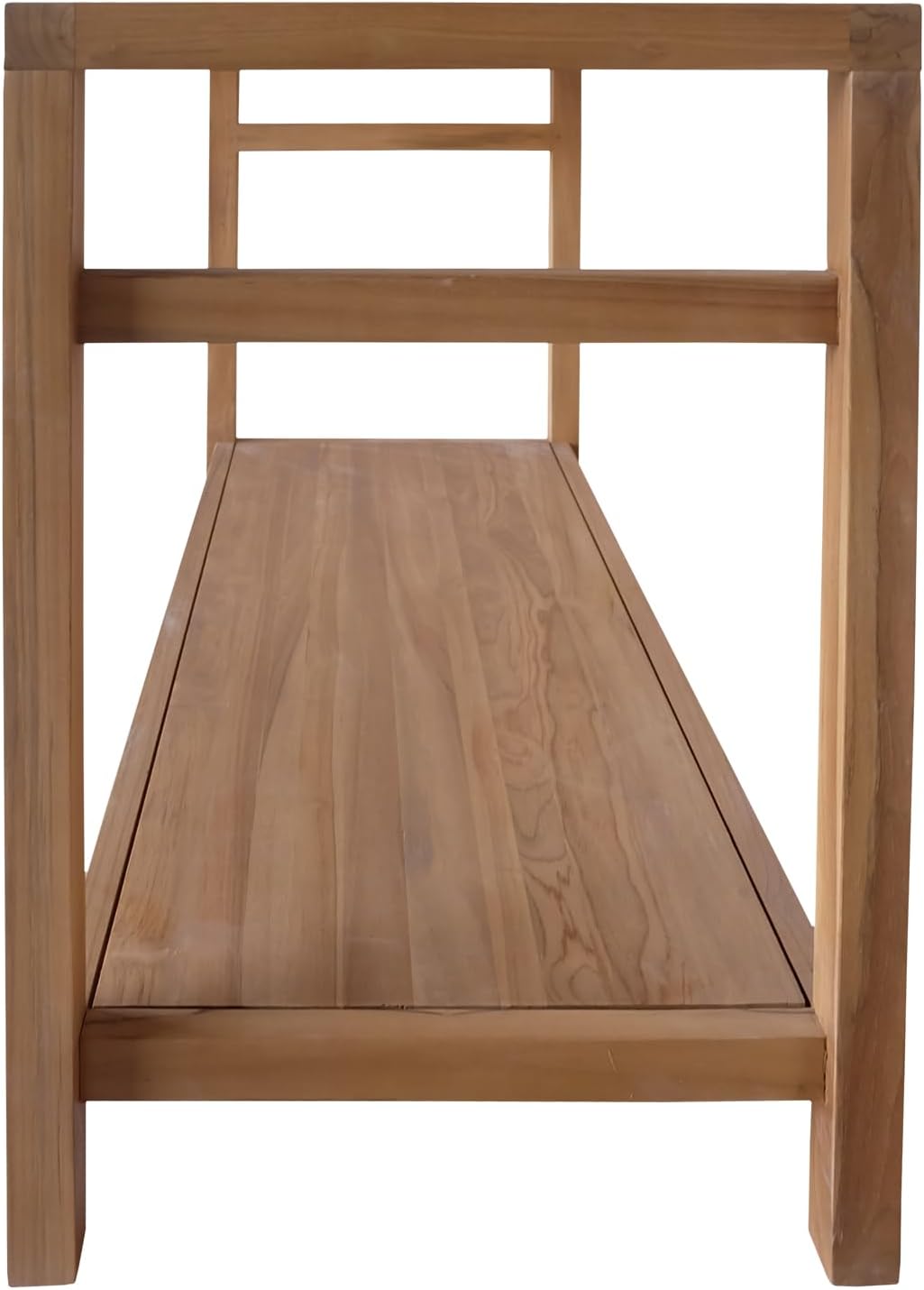 Happy Garden Waschbeckenunterschrank aus massivem Teakholz 120 cm Dewi - Robustes und natürliches Badezimmermöbel, 50 kg belastbar, rechteckiges Design, 1 Regal, Installation auf Füßen