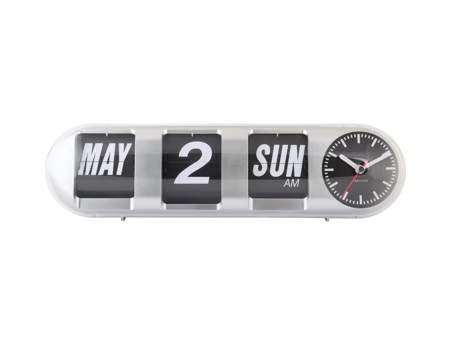 Wandklok Tube Flip - Zilver