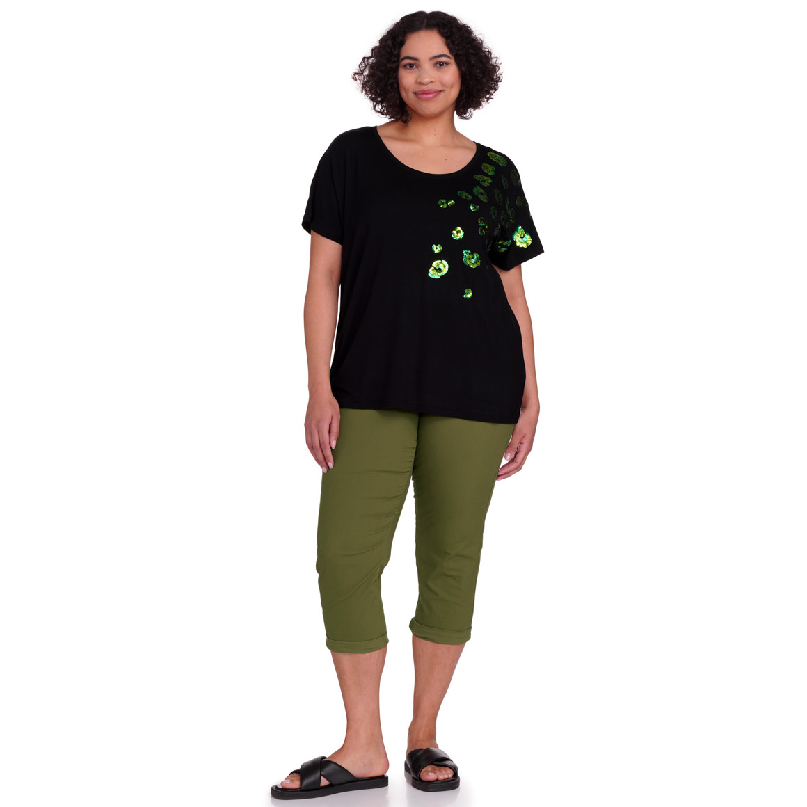 Gina Benotti Damen T-Shirt mit Pailletten schwarz