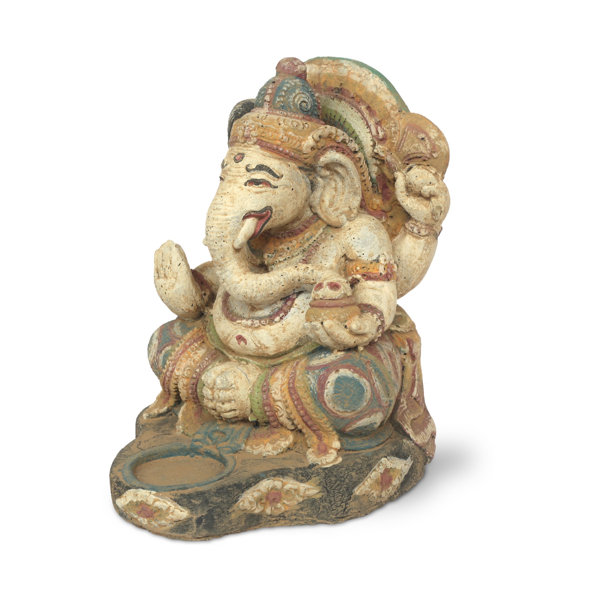 Statue 'Ganesha sitzend' mit Teelichthalter, multicolor, H 23 cm, L 20 cm, B 15 cm von fischer's lagerhaus